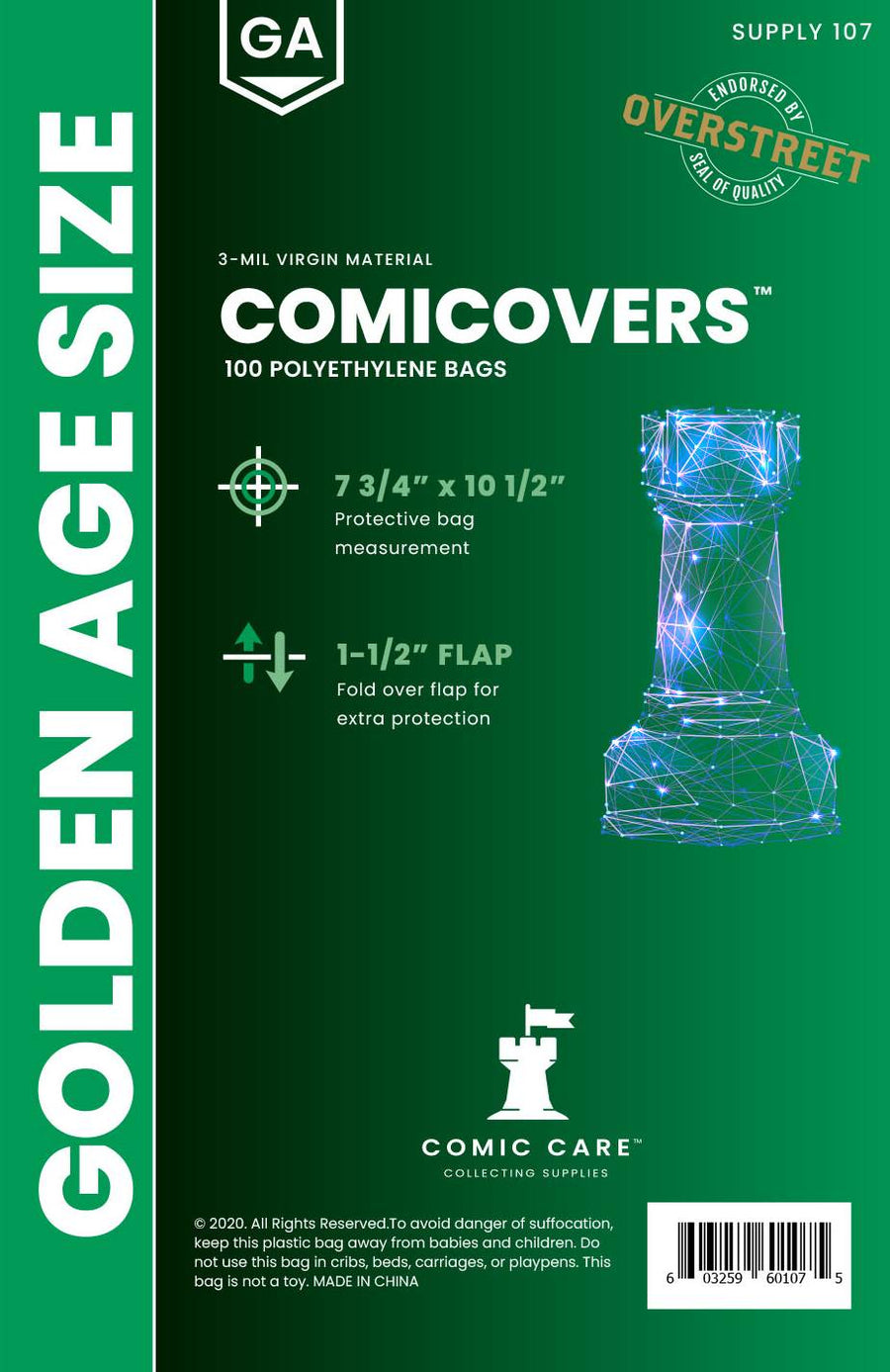 COMICCARE GOLDEN PE BAGS (PACK OF 100) (NET)
